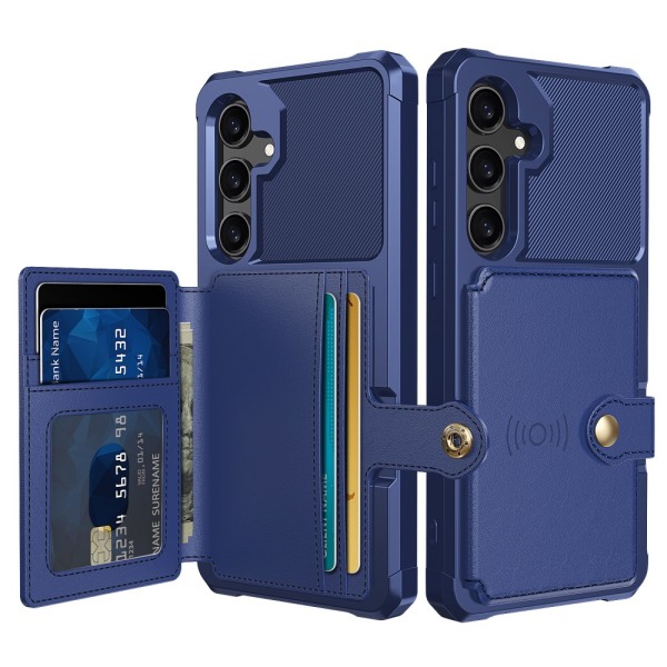 SKALO Samsung S24 Stöttåligt Skal med Plånbok - Blå Blå