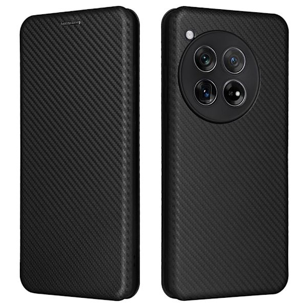SKALO OnePlus 12 5G Carbon Fiber Pungetui - Sort Black