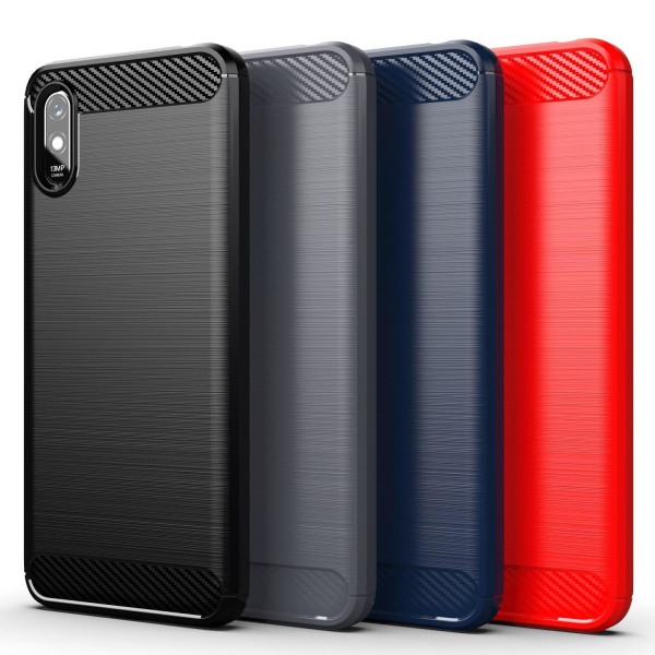SKALO Xiaomi Redmi 9A Armor Carbon Iskunkestävä TPU suojakuori - Red