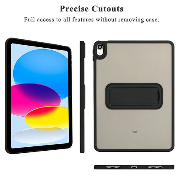 SKALO iPad 10.9 (2022) Color Hybrid Kickstand Suojakuori - Musta Black
