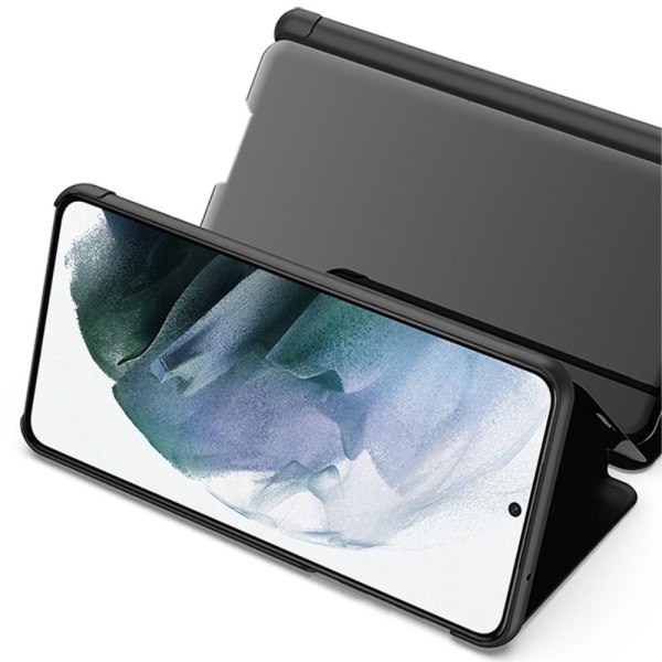 SKALO Samsung S22 Clear View Mirror Case - Sort Black