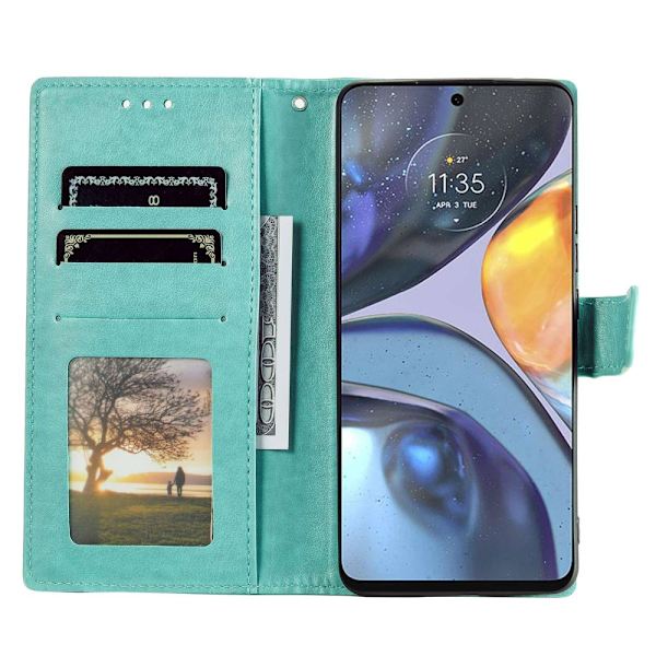 SKALO Motorola Moto G22 Mandala lompakkokotelo - Turkoosi Turquoise