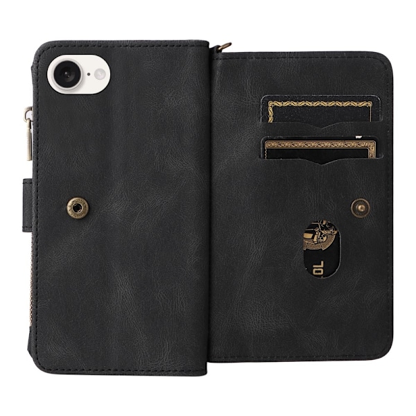 SKALO iPhone 16e KT-2 Big Wallet 17-FACK Plånboksfodral - Svart Svart