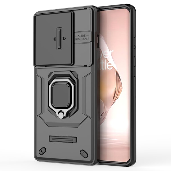 SKALO OnePlus 12R 5G Armor Hybrid Metal Ring Camera Slider - Sort Black