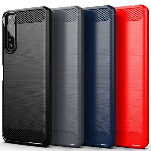 SKALO Sony Xperia 5 III Armor Carbon Iskunkestävä TPU suojakuori - Valitse väri Black