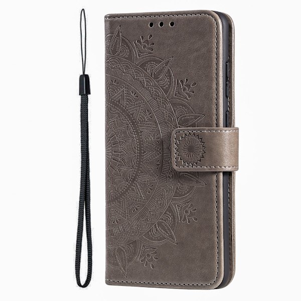 SKALO iPhone 16 Mandala lompakkokotelo - Harmaa Grey