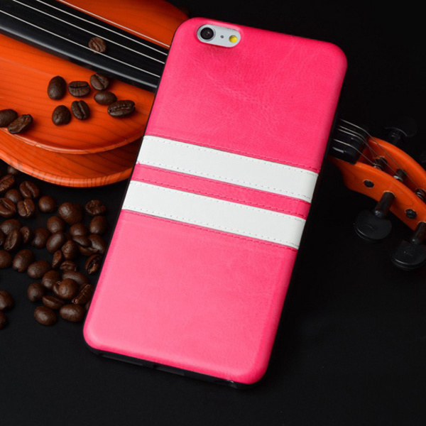Skal i PU-läder med 2 streck iPhone 6/6S Cerise