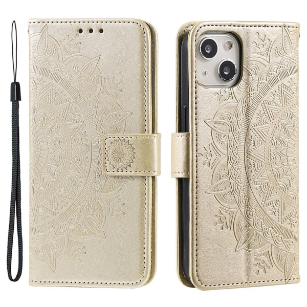 SKALO iPhone 15 Mandala Plånboksfodral - Guld Guld