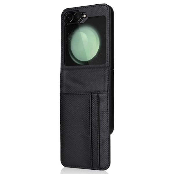 Samsung Z Flip6 SKALO PU-skal i læder med pung Sort Black