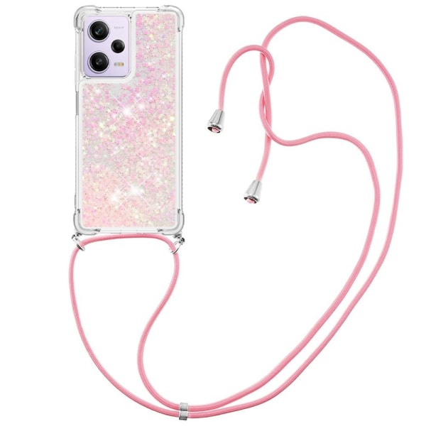 SKALO Xiaomi Redmi Note 12 Pro 5G Kvicksand Glitter Mobilhalsband - Rosa Rosa