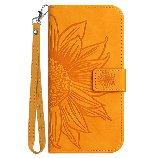 SKALO Motorola Edge 40 Neo 5G Embossed Flower Plånboksfodral i PU-Läder - Ljusbrun Ljusbrun