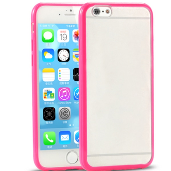 Frosted Transparent cover med farvet ramme iPhone 5 / 5S / SE - flere får Light pink