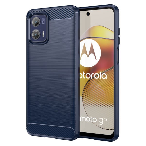 SKALO Motorola Moto G73 5G Armor Carbon Stöttåligt TPU-skal - Fl Blå
