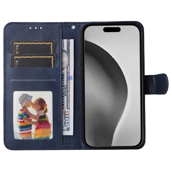 SKALO iPhone 16 Pro Max PU-læder Pungetui - Vælg farve Blue