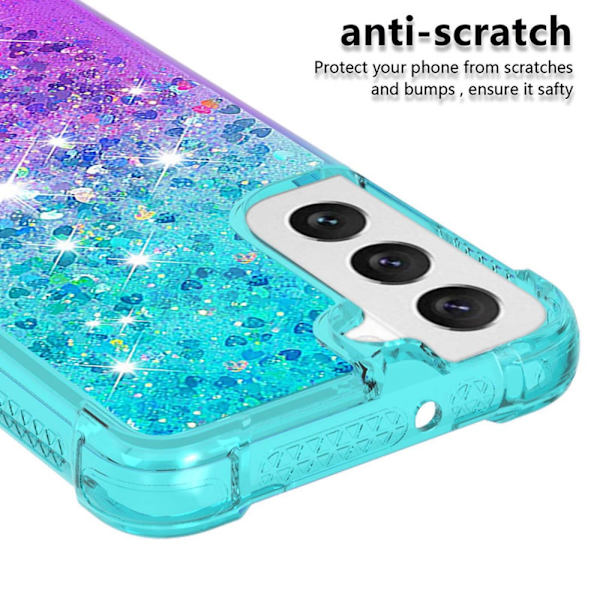 SKALO Samsung S23 Juoksuhiekka Glitter Sydämet TPU kuori - Turkoosi-Violetti Multicolor