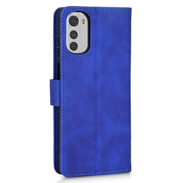 SKALO Motorola Moto E32/E32s Matt PU Nahka lompakkokotelo - Sini Blue