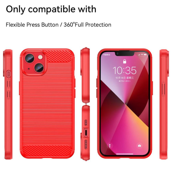 SKALO iPhone 14 Plus Armor Carbon Iskunkestävä TPU suojakuori - Red