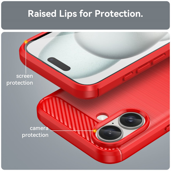 SKALO iPhone 16 Armor Carbon Stødsikker TPU-cover - Vælg farve Red