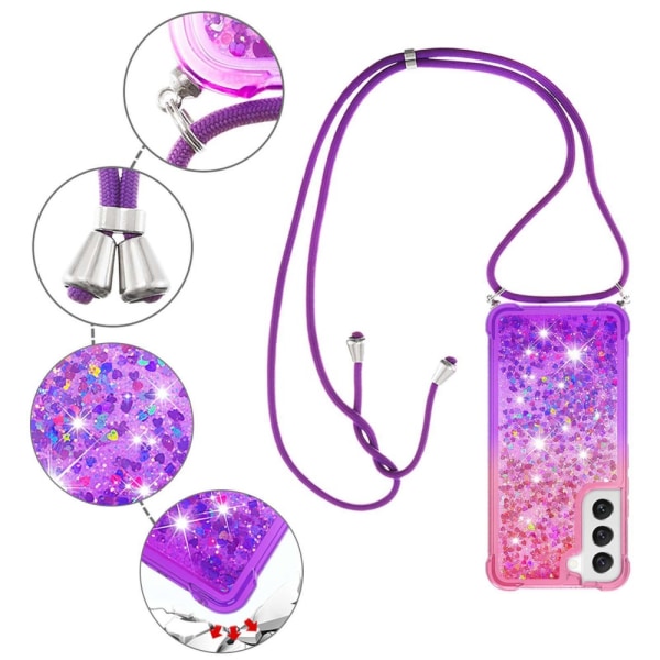 SKALO Samsung S23 Juoksuhiekka Glitter Mobile kaulapanta - Pinkk Multicolor