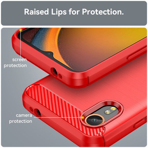 SKALO Samsung Xcover 7 Armor Carbon Iskunkestävä TPU suojakuori - Valitse väri Red