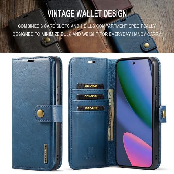 DG MING 2-i-1 Magnet Flip Cover til Google Pixel 11 Pro XL - Blå Blue