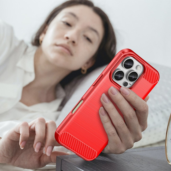 SKALO iPhone 16 Pro Armor Carbon Stöttåligt TPU-skal - Fler färger Röd
