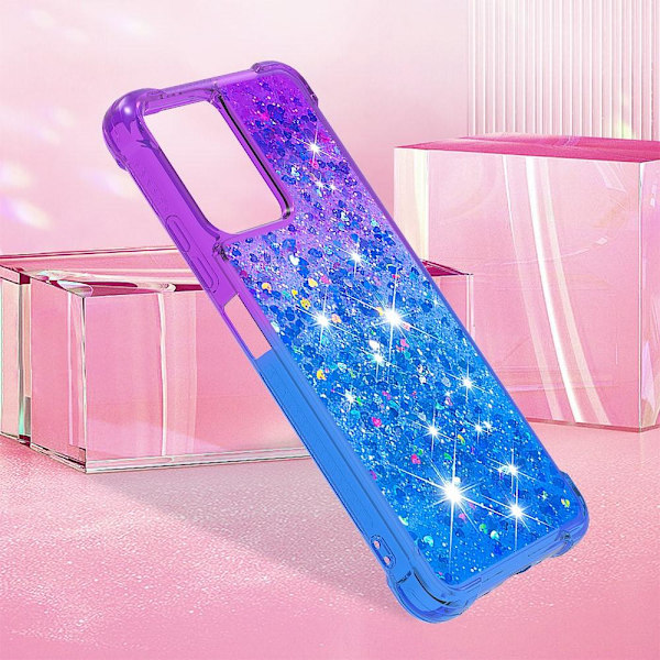 SKALO Xiaomi Redmi Note 12 5G Kvicksand Glitter Hjärtan TPU-skal - Lila-Blå multifärg