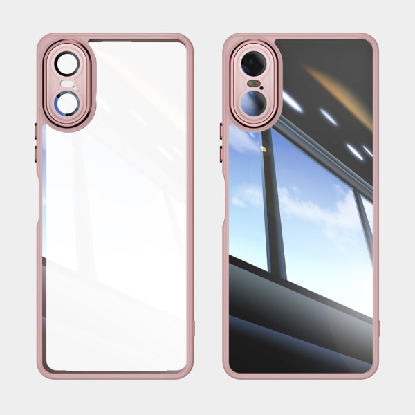 SKALO Sony Xperia 10 VI Silky Touch TPU + Akryl Metallknappar Skal - Rosa Rosa