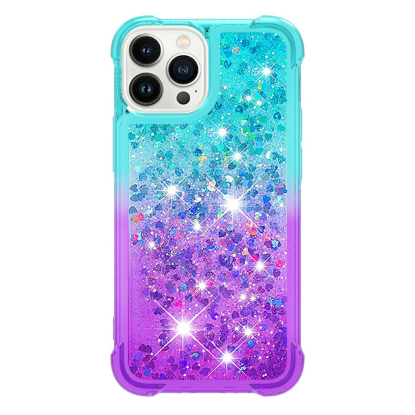 SKALO iPhone 15 Pro Max Kvicksand Glitter Hjärtan TPU-skal - Tur multifärg