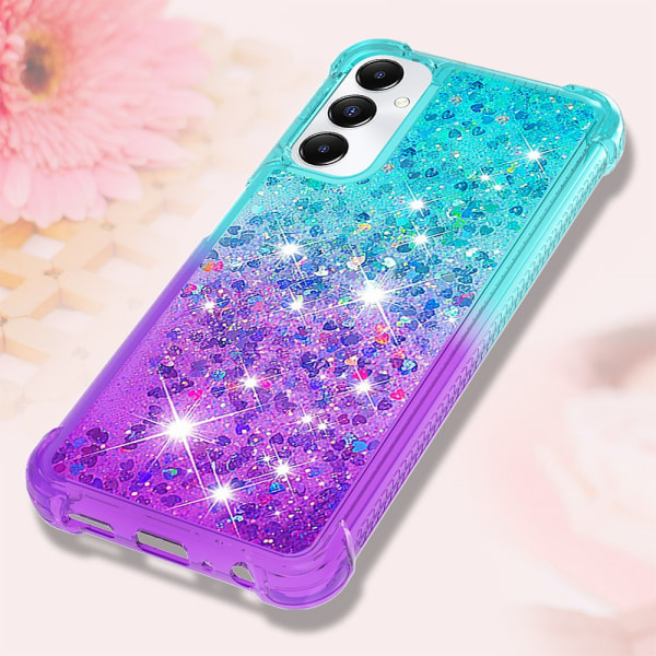 SKALO Samsung A05s 4G Kvicksand Glitter Hjärtan TPU-skal - Turkos-Lila multifärg