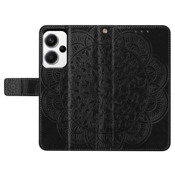 SKALO Xiaomi Redmi Note 13 Pro+ Mandala Flip Cover - Sort Black