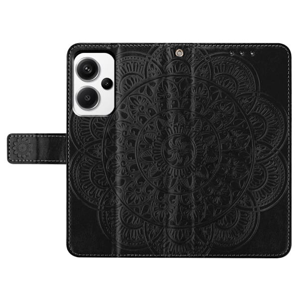 SKALO Xiaomi Redmi Note 13 Pro+ Mandala lompakkokotelo - Musta Black