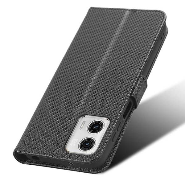 SKALO Motorola Moto G73 5G Premium Mini Rhombus Wallet Flip Cover - Sort Black