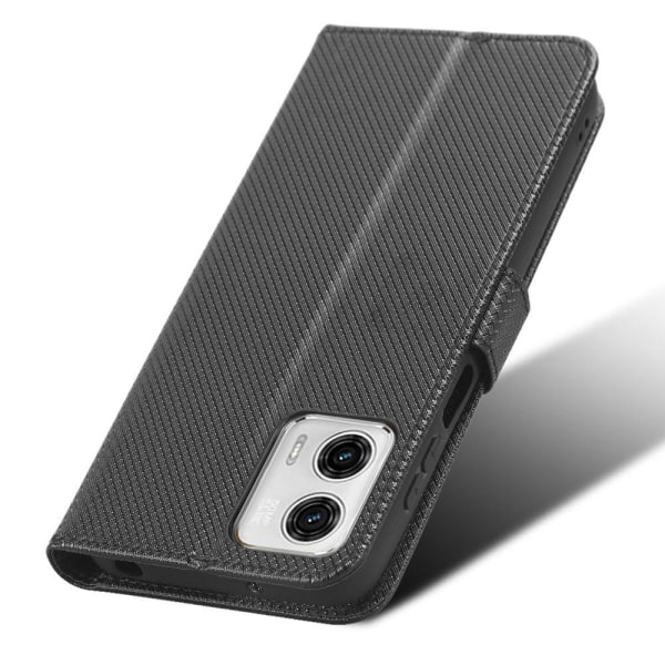 SKALO Motorola Moto G73 5G Premium Mini Romb Plånboksfodral - Svart Svart
