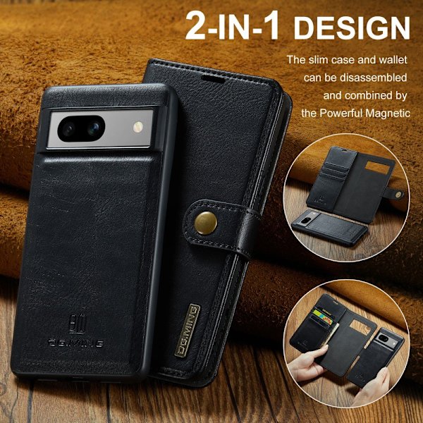 DG MING Google Pixel 8a 2-i-1 Magnet Pungetui - Sort Black