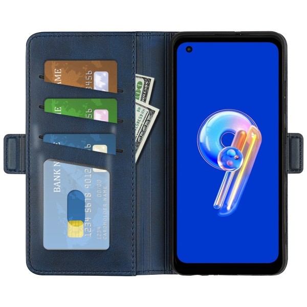 SKALO Asus Zenfone 9 5G Premium Plånboksfodral - Blå Blå
