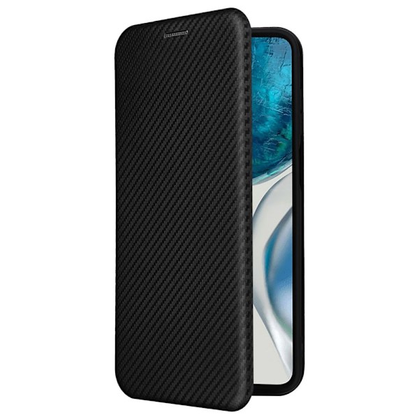 SKALO Motorola Moto G52 Carbon Fiber Lompakkokotelo - Musta Black
