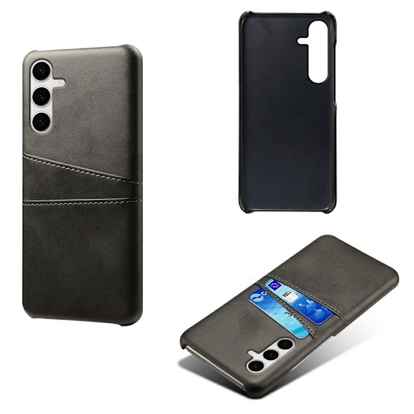 SKALO Samsung S25+ PU-Nahkainen Kortholderi Suojakuori - Musta Black