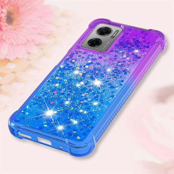 SKALO Xiaomi Redmi 10 5G Juoksuhiekka Glitter Sydämet TPU kuori - Violetti-Sininen Multicolor