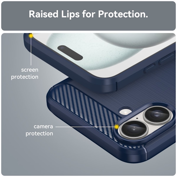SKALO iPhone 16 Plus Armor Carbon Stødsikker TPU-cover - Vælg farve Blue
