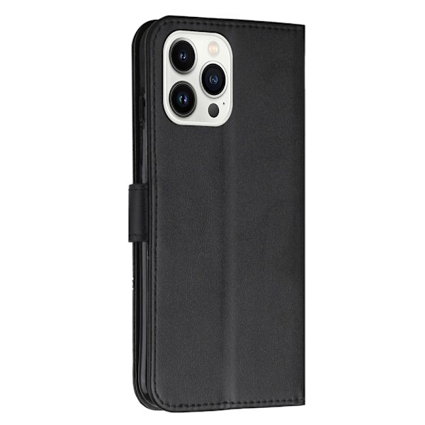 SKALO iPhone 15 Pro Embossed Triangle Plånboksfodral - Svart Svart