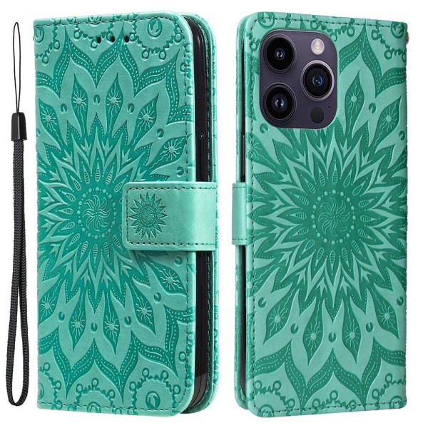 SKALO iPhone 15 Pro Max Mandala Plånboksfodral - Grön Grön