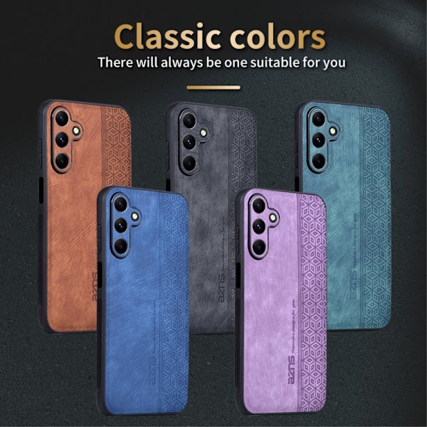 SKALO Samsung A15 4G AZNS PU-nahka suojakuori - Ruskea Brown