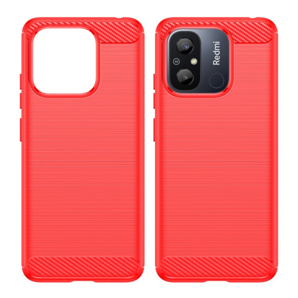 SKALO Xiaomi Redmi 12C 4G Armor Carbon Stöttåligt TPU-skal - Fle Röd