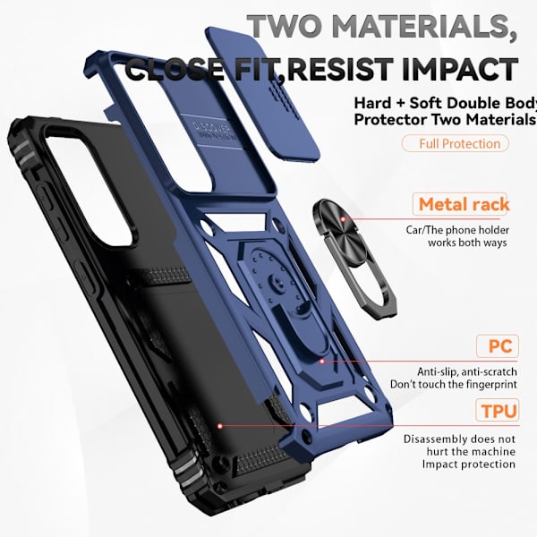 SKALO Samsung S24 Armor hybridi metallirengas kameran liukusäädin - Sininen Blue