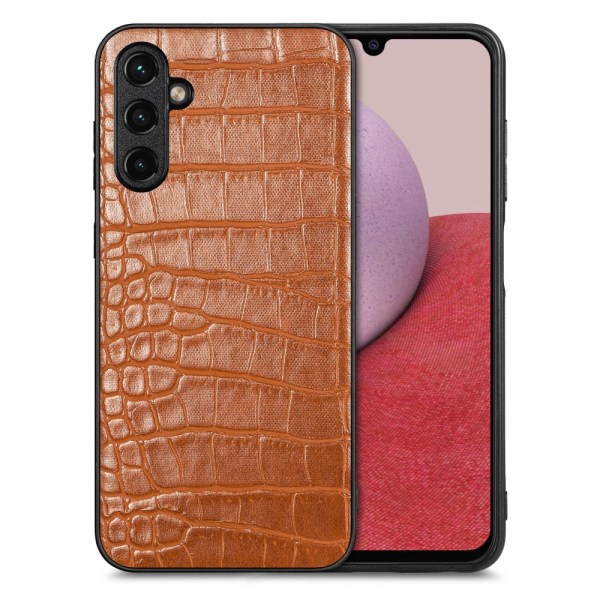SKALO Samsung A14 4G/5G Crocodile PU Nahka Hybrid Suojakuori - Ruskea Brown