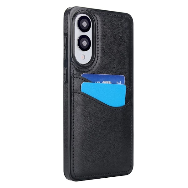 SKALO Samsung S25 Edge PU-Nahkainen Korttikotelo Suojakuori - Musta Black