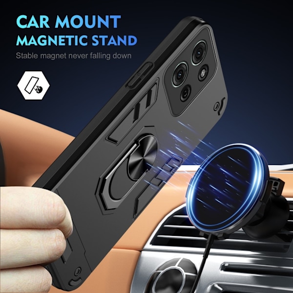 SKALO Motorola Moto G75 5G Armor Metallring Suojakuori - Musta Black