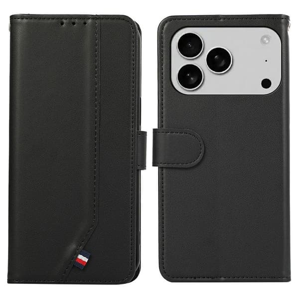 SKALO PU-Læder Flip Cover til iPhone 18 Pro - Sort Black