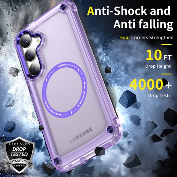 SKALO Samsung S24 Läpinäkyvä TPU Magneetti/Metal Suojakuori - Vi Purple